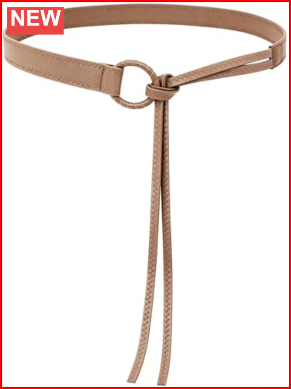 HIQUACC Women's Thin PU Leather Knotted Waist Belt with Tie Ends